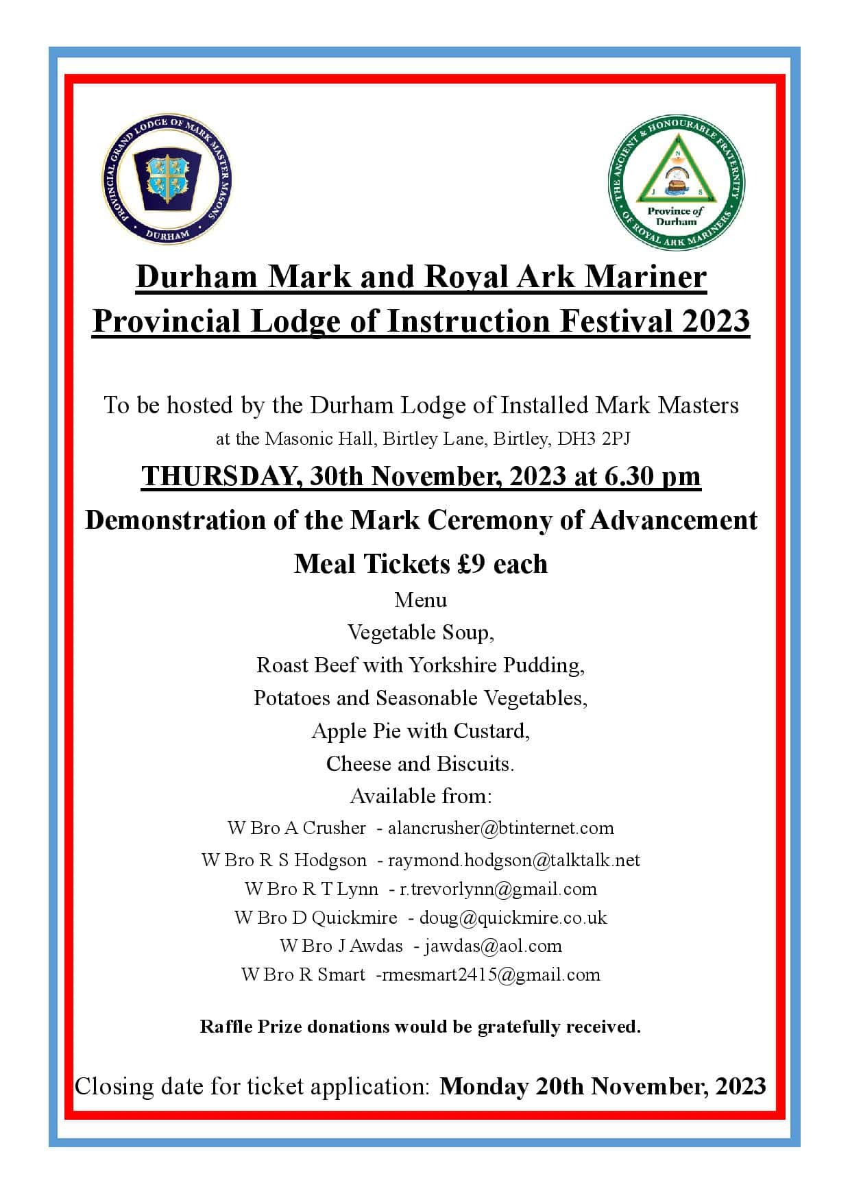 Provincial Lodge of Instruction Festival